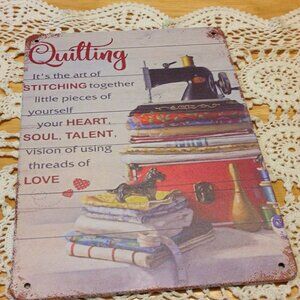 Quilting Room wall art, distressed look and charming